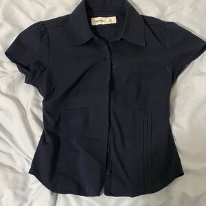 Hollister Women's Dark Blue Button-Down Shirt